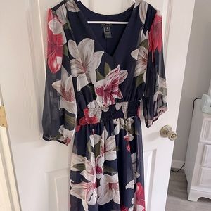 Kate and Lily Navy blue floral long sleeve dress
